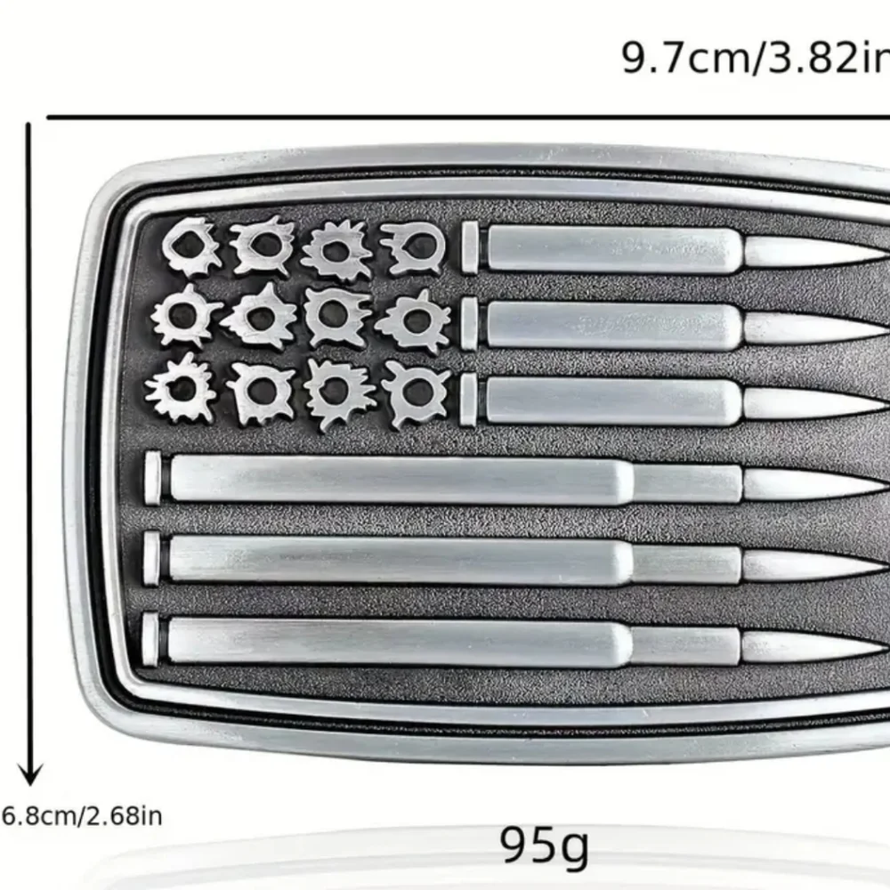 New men's patriotic American flag ammo belt buckle brass tone